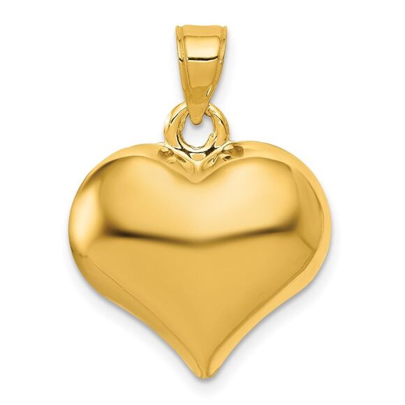 10K Yellow Gold Polished 3-D Heart Pendant